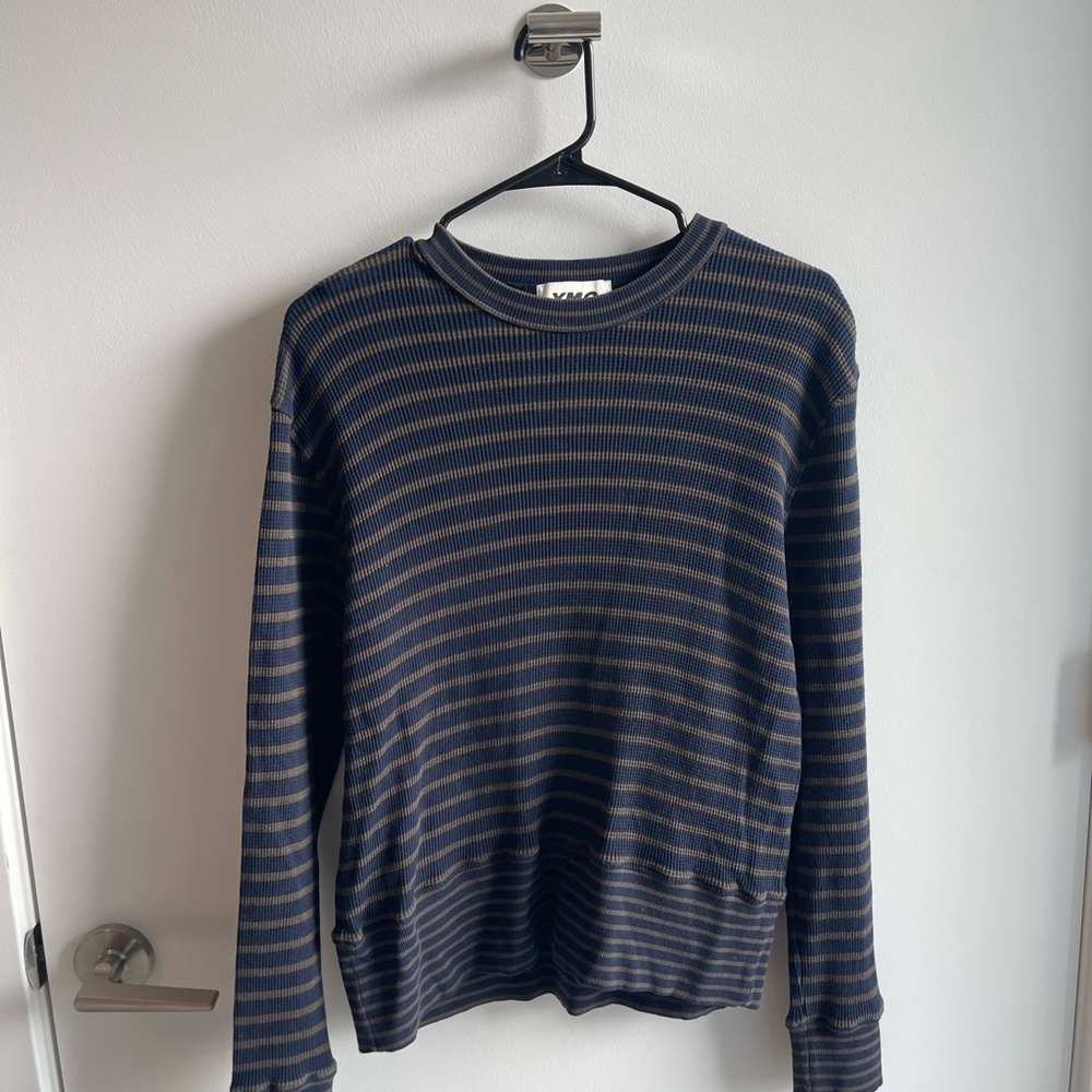YMC Navy and Brown Striped Sweater